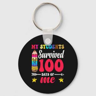 100 Days Of School Teacher Colourful Leopard Penci Keychain
