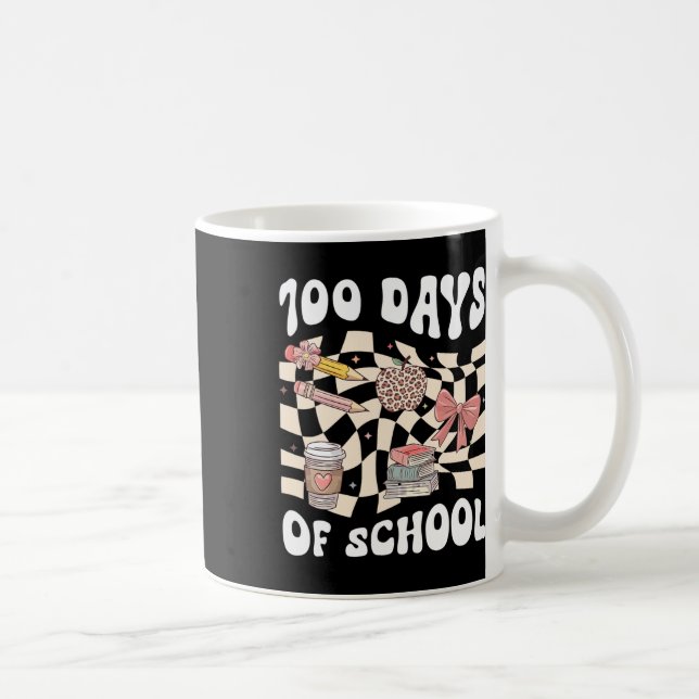 100 Days Of School Teacher Coquette Bow 100th Day  Coffee Mug (Right)