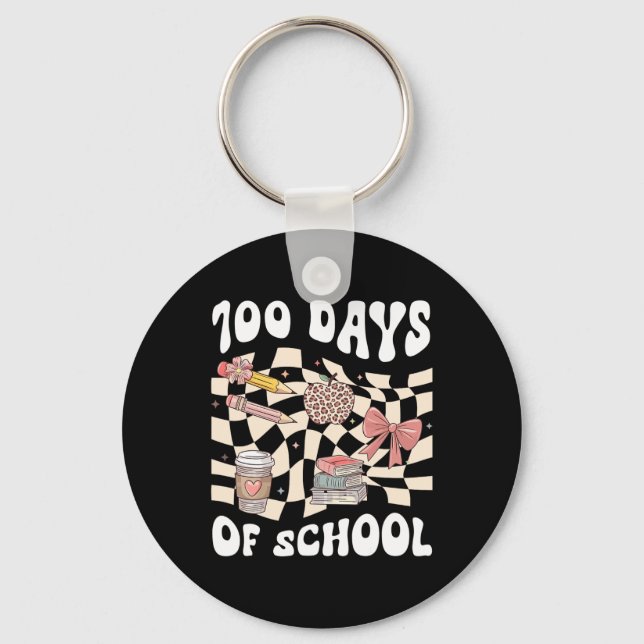100 Days Of School Teacher Coquette Bow 100th Day  Keychain (Front)
