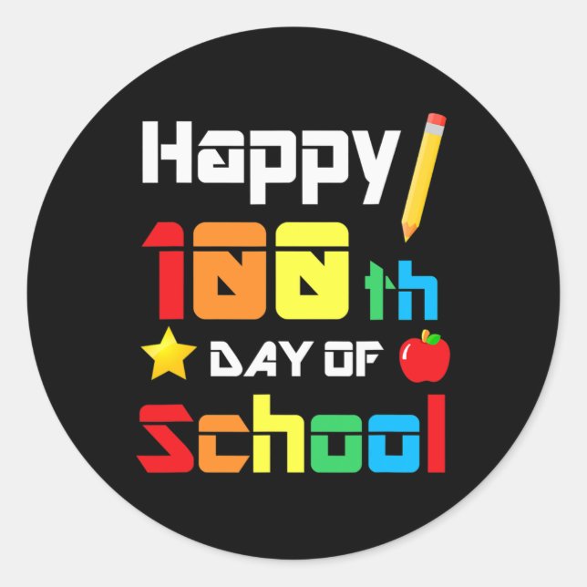 100 Days Of School Teacher Fun School  Classic Round Sticker (Front)