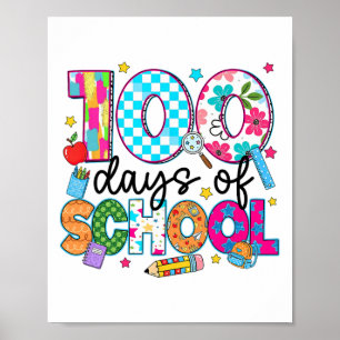 100 Days Of School Teacher Girl Kid 100th Day Smar Poster