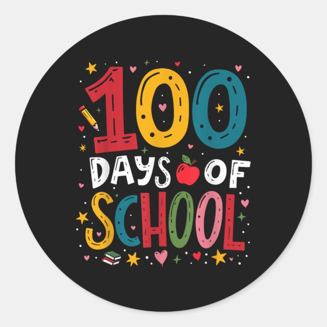 100 Days Of School Teacher Kid Boys 2025 100th Classic Round Sticker (Front)