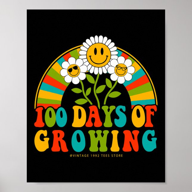 100 Days Of School Teacher Kids 100 Days Of Growin Poster (Front)
