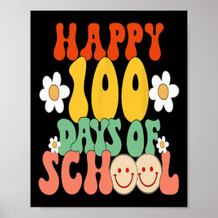 100 Days Of School Teacher Kids Groovy Happy100th  Poster