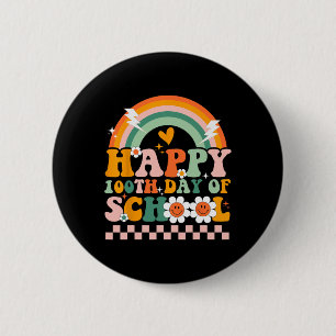 100 Days Of School Teacher Kids Retro Groovy 100th 2 Inch Round Button