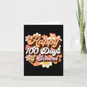 100 Days Of School Teacher Kids Retro Happy 100th Card