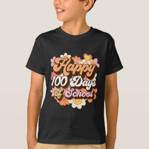 100 Days Of School Teacher Kids Retro Happy 100th  T-Shirt