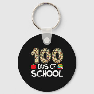100 Days Of School Teacher Leopard 100th Day Of Sc Keychain