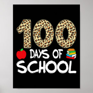 100 Days Of School Teacher Leopard 100th Day Of Sc Poster