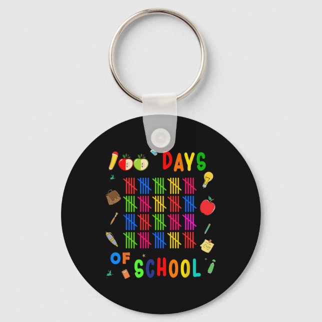 100 Days Of School Teacher Student's First 100 Day Keychain (Front)