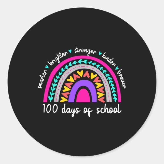 100 Days Of School Teacher Team Growth Mindset Cut Classic Round Sticker (Front)