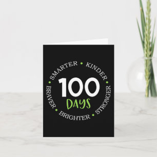 100 Days of School Teacher Team Kids Growth Minds Card