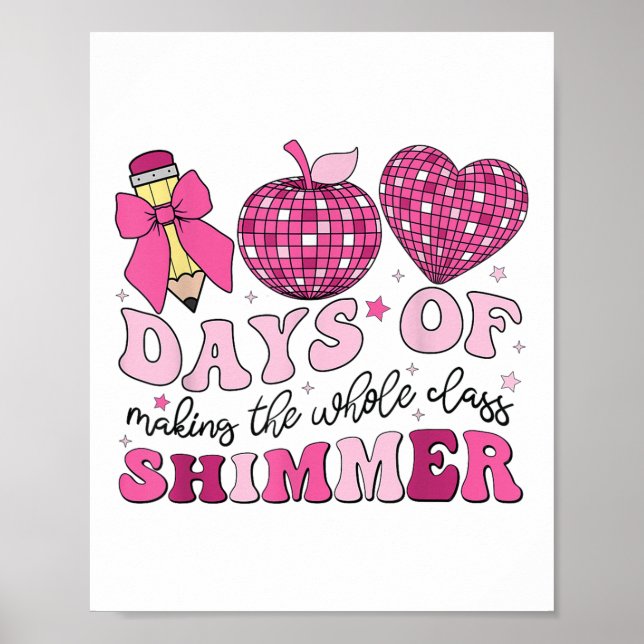 100 Days Of School Teachers Coquette Bow 100th Poster (Front)