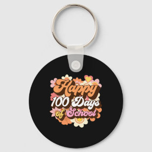 100 Days Of School Teachers Kids Groovy 100th Day Keychain