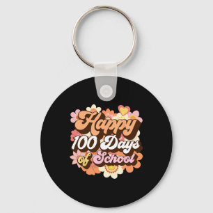 100 Days Of School Teachers Kids Groovy 100th Day Keychain