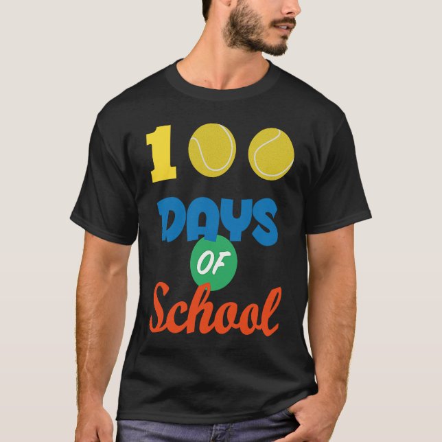 100 Days Of School Tennis 100 Days Smarter T-Shirt (Front)
