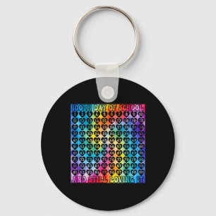 100 Days Of School Tie Dye Hearts Numbers 100 Day Keychain