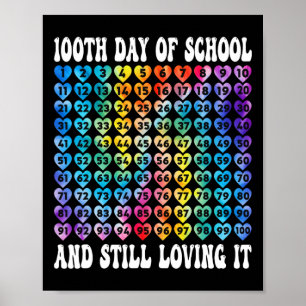 100 Days Of School Tie Dye Hearts Numbers 100 Day Poster