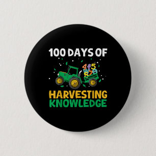 100 Days Of School Tractor Farming 100th Day 2 Inch Round Button