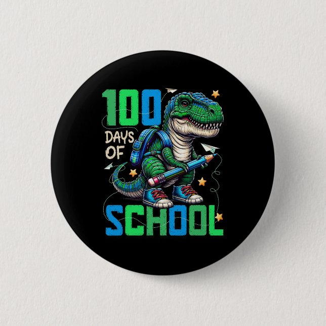 100 Days Of School Trex 100 Days Smarter 100th Day 2 Inch Round Button (Front)
