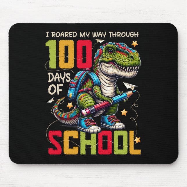 100 Days Of School Trex 100 Days Smarter 100th Day Mouse Pad (Front)
