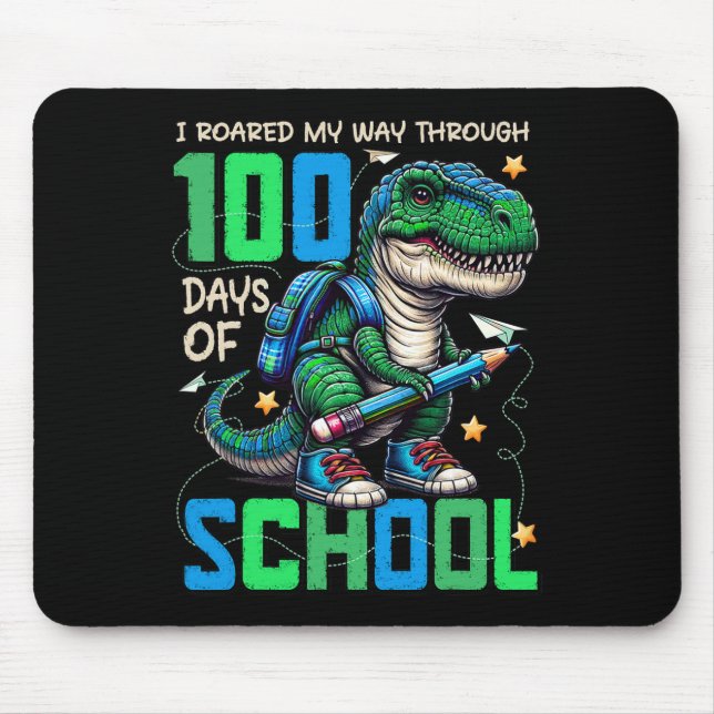 100 Days Of School Trex 100 Days Smarter 100th Day Mouse Pad (Front)