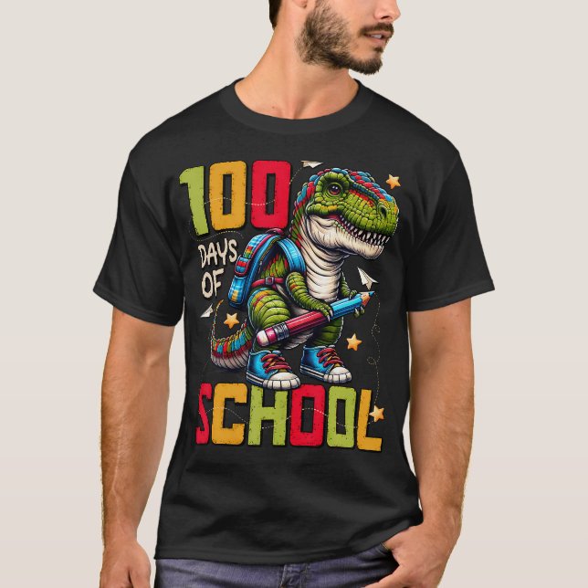 100 Days Of School Trex 100 Days Smarter 100Th Day T-Shirt (Front)