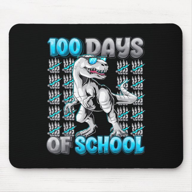 100 Days Of School Trex 100 Days Smarter 100th Mouse Pad (Front)