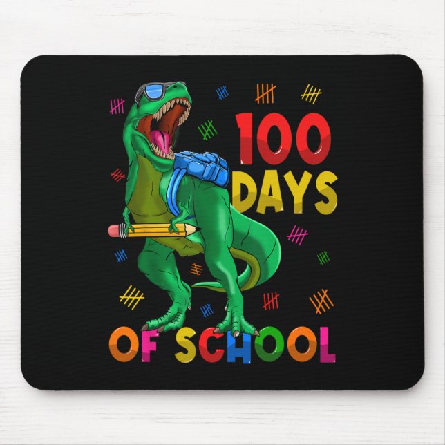 100 Days Of School Trex 100th Day Of School 100 Da Mouse Pad (Front)