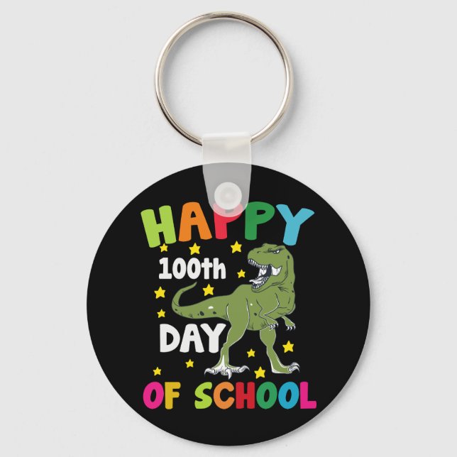 100 Days Of School Trex 100th Day of School  Keychain (Front)