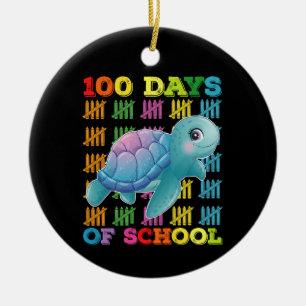 100 Days Of School Turtle Teacher Student Ceramic Ornament