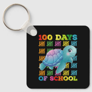 100 Days Of School Turtle Teacher Student Keychain