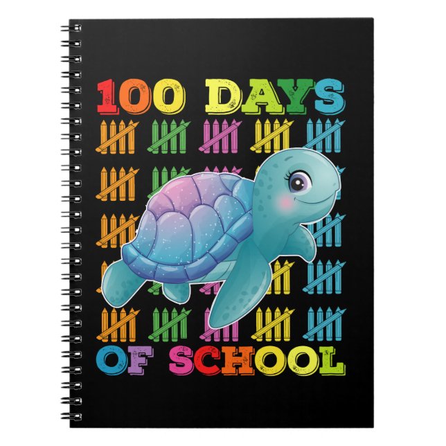 100 Days Of School Turtle Teacher Student Notebook (Front)