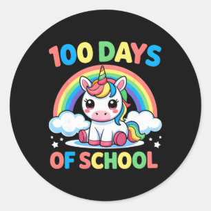 100 Days Of School Unicorn 100 Days Smarter 100th  Classic Round Sticker