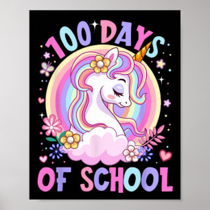 100 Days Of School Unicorn 100 Days Smarter 100th Poster