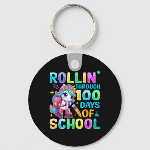 100 Days Of School Unicorn Girls 100th Day Keychain