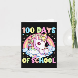100 Days Of School Unicorn Girls Teacher 100 Days Card