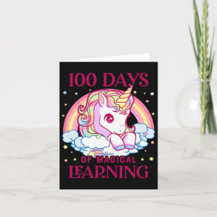 100 Days Of School Unicorn Girls Teacher 100th Day Card