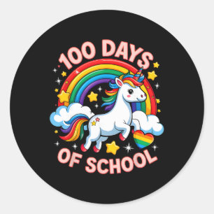 100 Days Of School Unicorn Girls Teacher 100th Day Classic Round Sticker