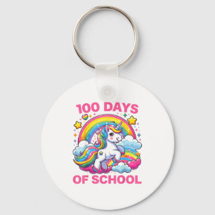 100 Days Of School Unicorn Girls Teacher 100th Day Keychain