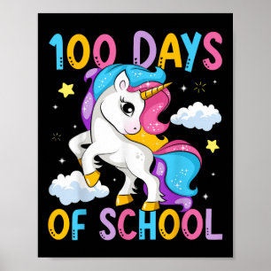 100 Days Of School Unicorn Girls Teacher 100th Poster