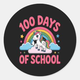 100 Days Of School Unicorn Milestone Classic Round Sticker