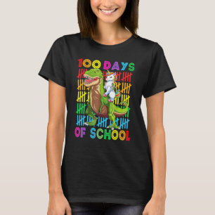 100 Days Of School Unicorn Riding rex Dinosaur T-Shirt