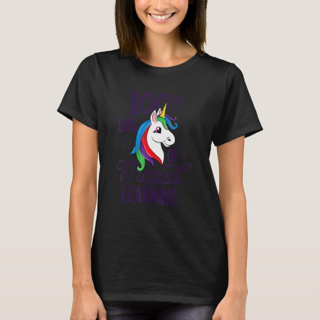100 Days Of School Unicorn T Shirt For Girls Kids  (Front)