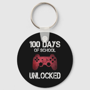 100 Days Of School Unlocked Gamer Boys Kids Girls Keychain