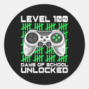 100 Days Of School Unlocked Gamer Video Games Boys Classic Round Sticker