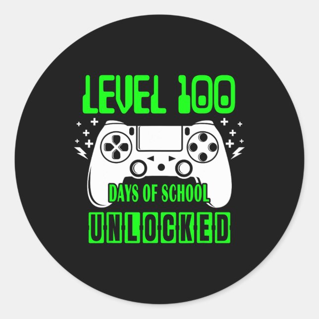 100 Days Of School Unlocked Video Games Boys Gamer Classic Round Sticker (Front)