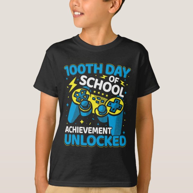 100 Days Of School Video Game Controller Boys Girl T-Shirt (Front)
