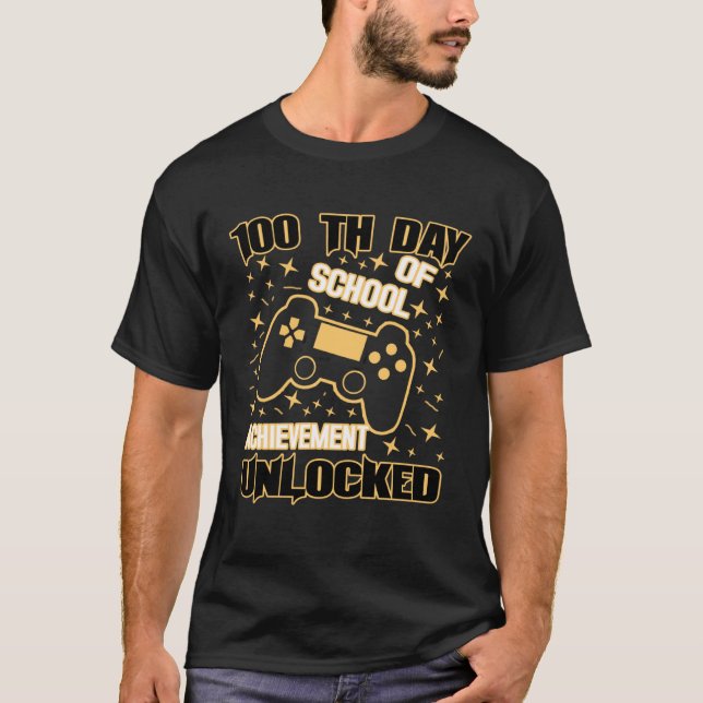 100 Days of School Video Game Controller Boys Girl T-Shirt (Front)
