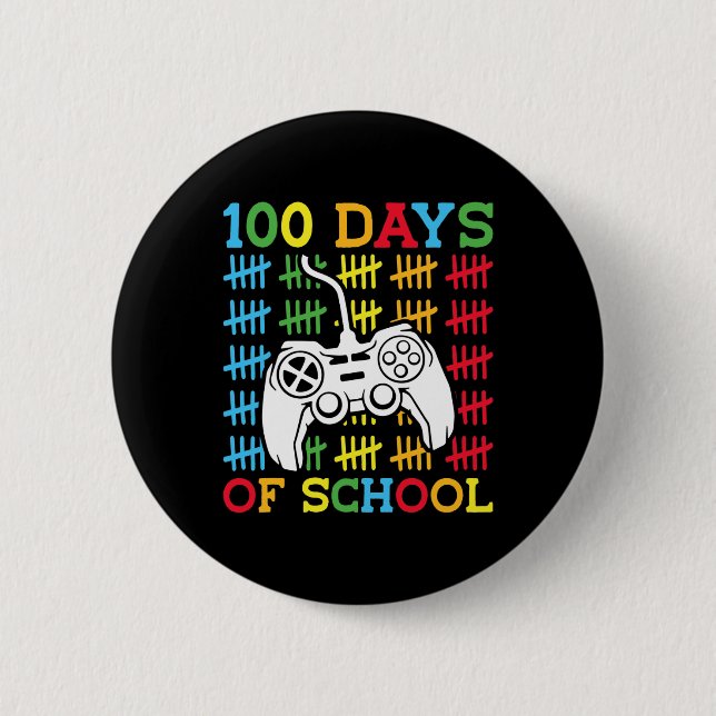 100 Days of School Video Games Controller Gaming K 2 Inch Round Button (Front)